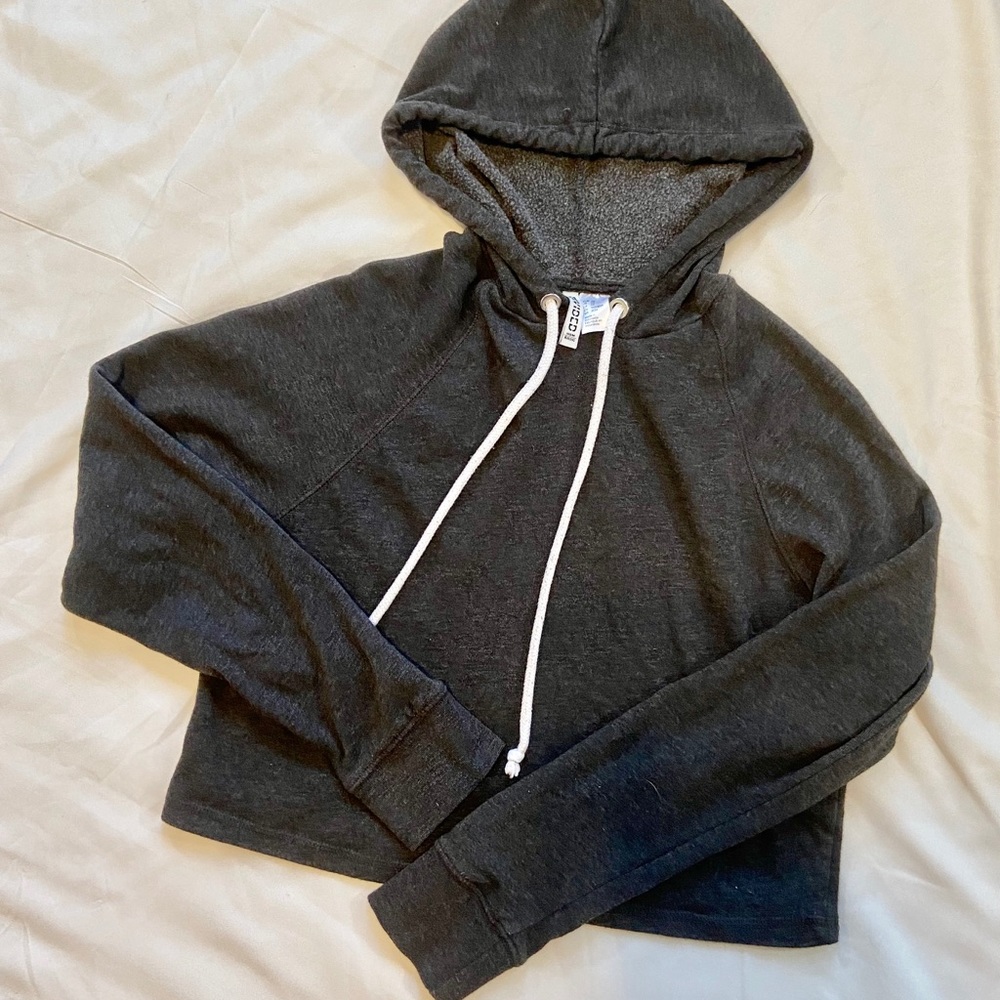 Gray cropped hoodie sweatshirt H&M Divided